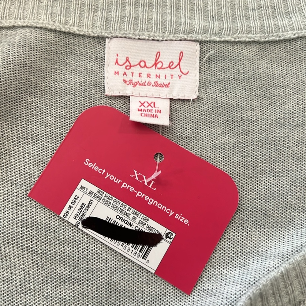 NEW! Isabel Maternity by Ingrid & Isabel side ruched crew neck heart sweater - Picture 3 of 4